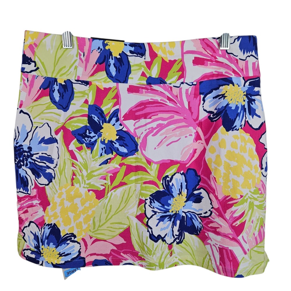 RAFAELLA Cosmo Pink Floral Skort Women's‎ Size L Large Tropical Print